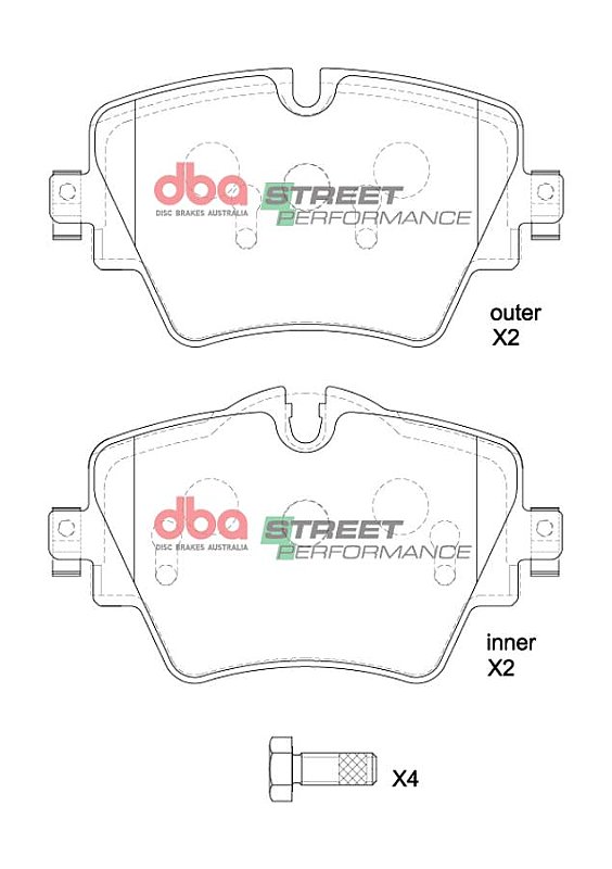 DBA Street Performance Brake Pads 129.0 / 129.0mm x 75.0- I / 70.0- Omm DB2377SP - Front