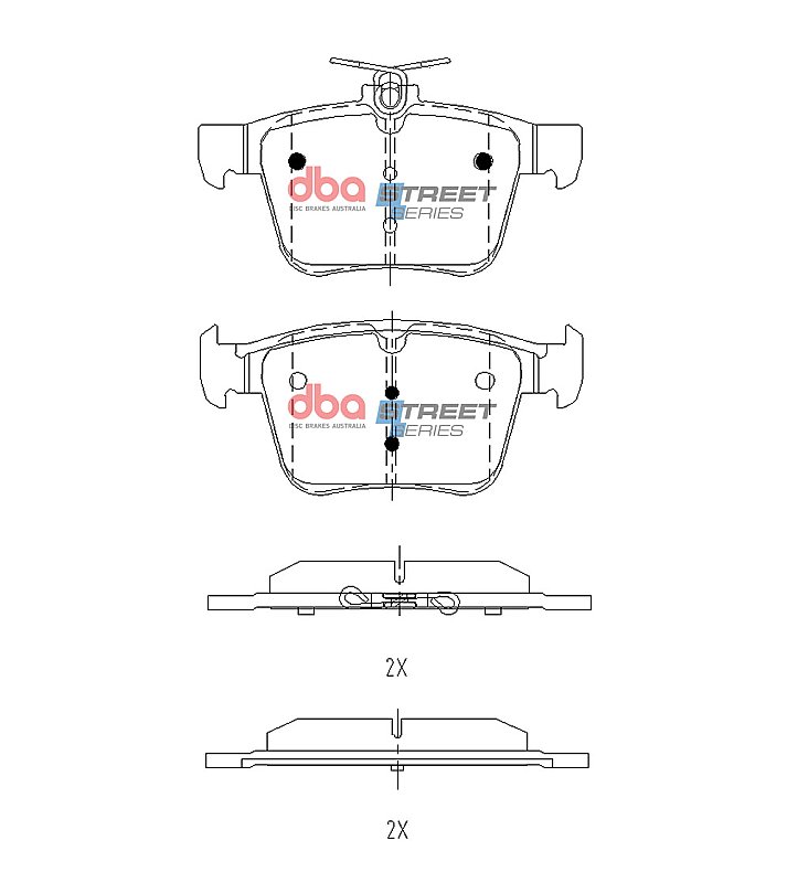 DBA Street Series Brake Pads 123/123mm x 61.3/56.4mm DB2415SS - Rear