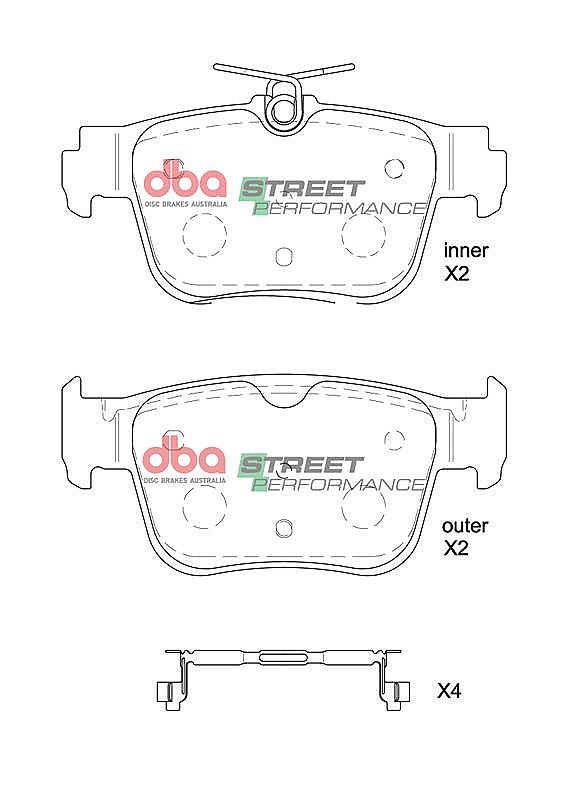 DBA Street Performance Brake Pads 122.8mm x 57.7mm DB8850SP - Rear
