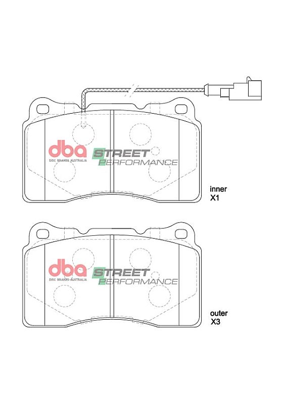 DBA Street Performance Brake Pads 131.80 / 131.80mm x 77.30 / 77.30mm DB8861SP - Front