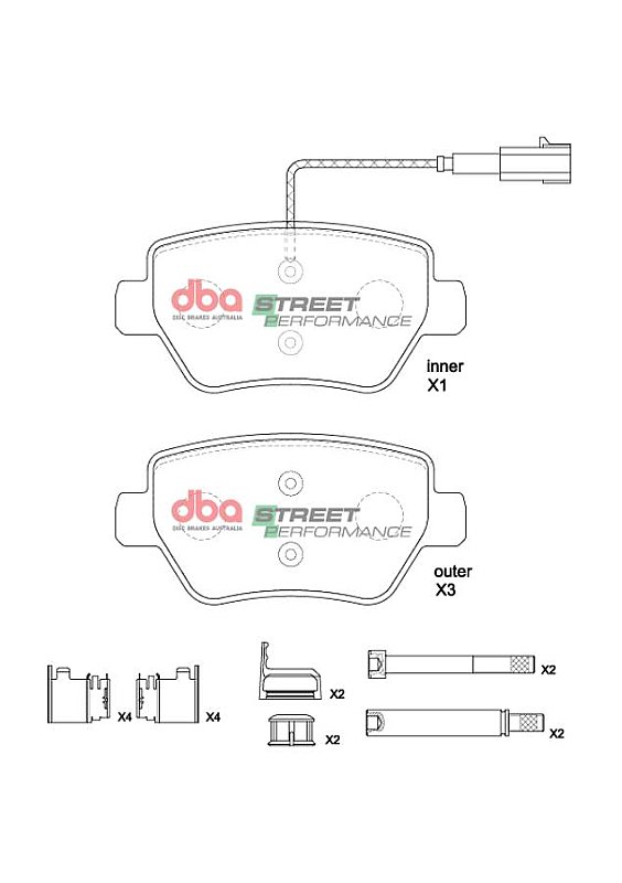DBA Street Performance Brake Pads 118.60 / 118.60mm x 57.90 / 57.90mm DB8863SP - Rear