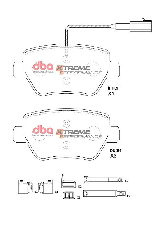 DBA Xtreme Performance Brake Pads 118.60 / 118.60mm x 57.90 / 57.90mm DB8863XP - Rear