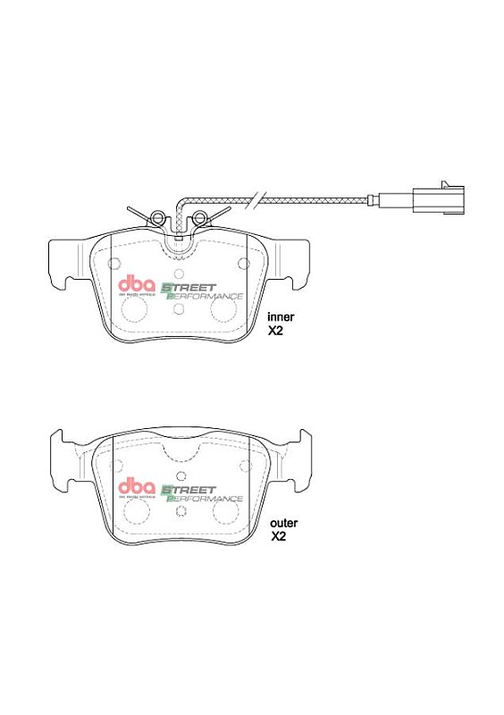 DBA Street Performance Brake Pads 122.80 / 122.80mm x 59.30 / 55.80mm DB8864SP - Rear
