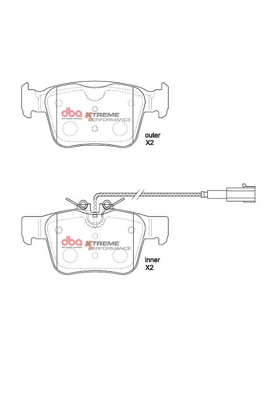 DBA Xtreme Performance Brake Pads 122.80 / 122.80mm x 59.30 / 55.80mm DB8864XP - Rear