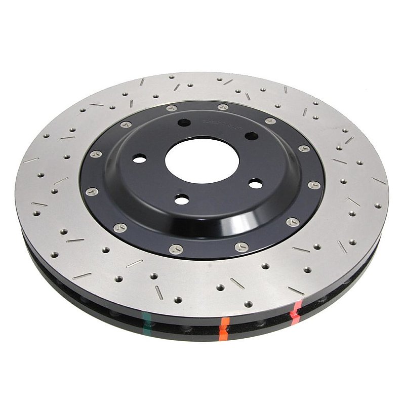 DBA 5000 series Crossed Drilled & Slotted 2-Piece Black Hat Brake Disc 295mm x 25mm Kangaroo Paw DBA5010BLKXS - Front