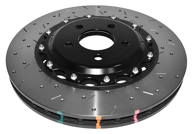 DBA 5000 series Crossed Drilled & Slotted 2-Piece Black Hat Brake Disc 355mm x 32mm Kangaroo Paw DBA52102BLKXS