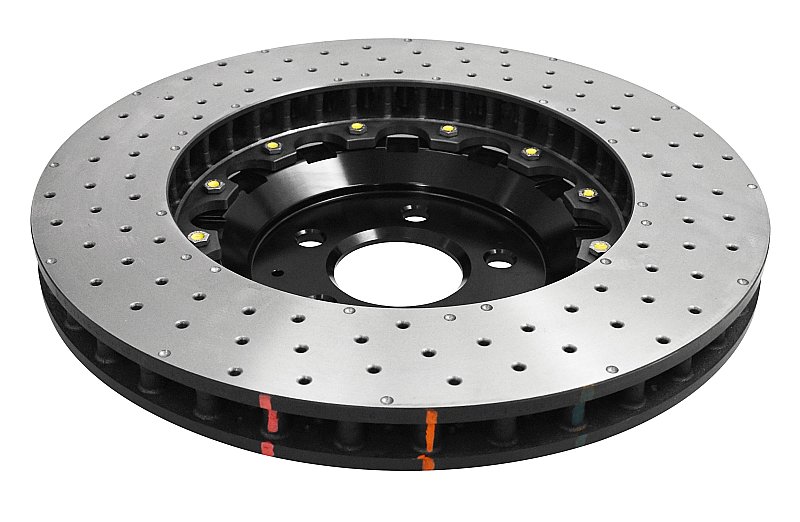 DBA 5000 series Crossed Drilled & Dimpled Black Hat Brake Disc 380mm x 31.6mm Kangaroo Paw DBA52166BLKXD - Front