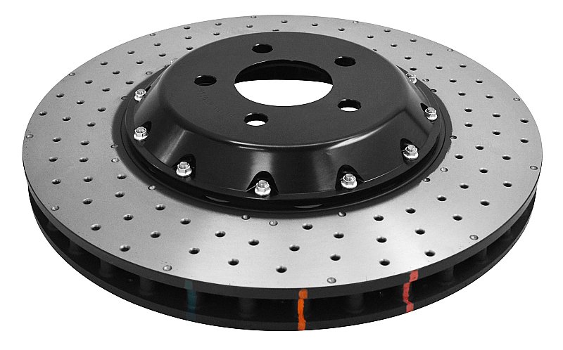 DBA 5000 series Crossed Drilled & Dimpled Black Hat Brake Disc 380mm x 31.6mm Kangaroo Paw DBA52166BLKXD - Front