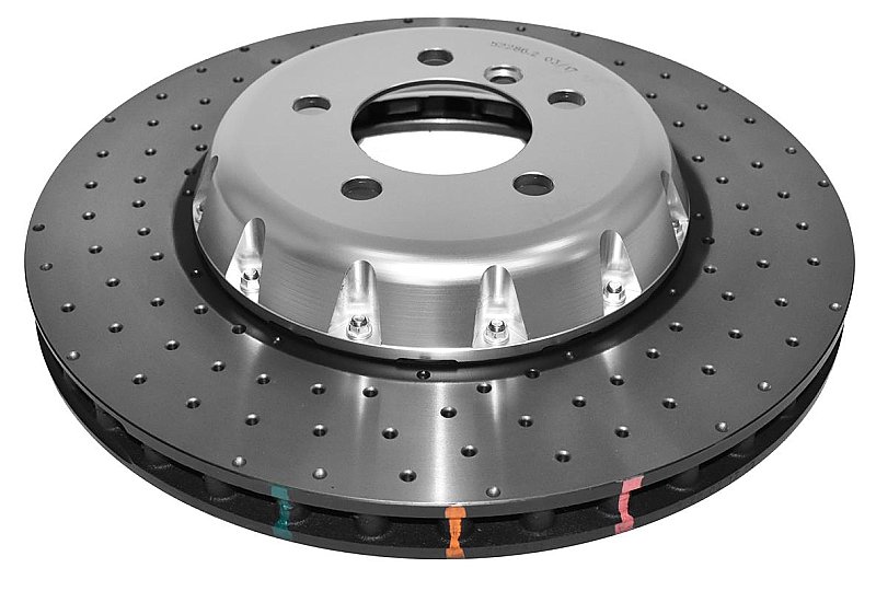 DBA 5000 series Crossed Drilled & Dimpled Silver Hat Brake Disc 370mm x 30mm VENTED DBA52286SLVXD - Front
