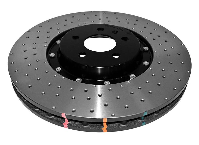 DBA 5000 series Crossed Drilled & Dimpled Black Hat Brake Disc 330mm x 25mm Kangaroo Paw DBA52165BLKXD - Rear