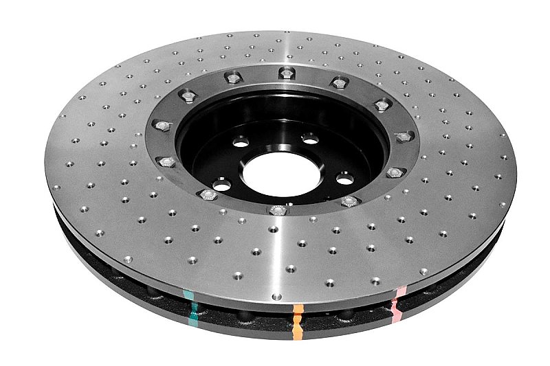 DBA 5000 series Crossed Drilled & Dimpled Black Hat Brake Disc 380mm x 36mm Kangaroo Paw DBA52774BLKXD - Front