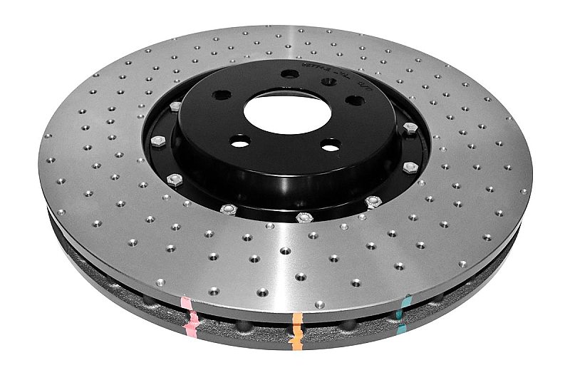 DBA 5000 series Crossed Drilled & Dimpled Black Hat Brake Disc 380mm x 36mm Kangaroo Paw DBA52774BLKXD - Front