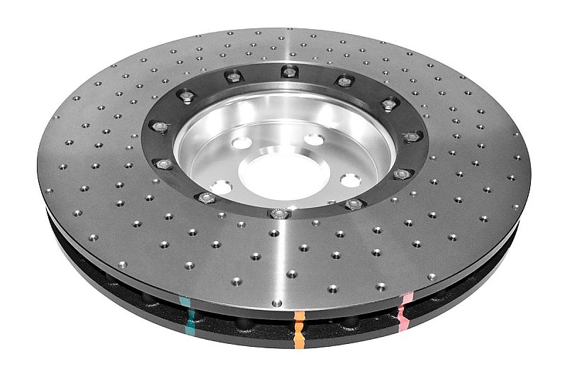 DBA 5000 series Crossed Drilled & Dimpled Silver Hat Brake Disc 380mm x 36mm Kangaroo Paw DBA52774SLVXD - Front