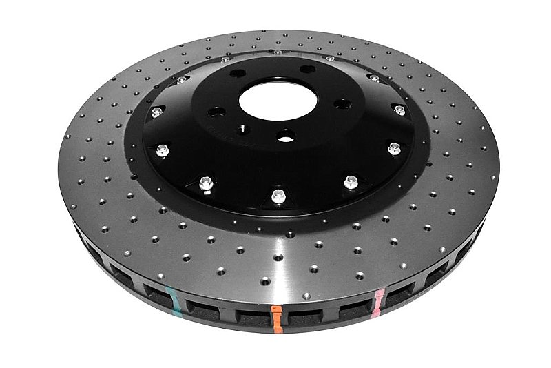 DBA 5000 series Crossed Drilled & Dimpled Black Hat Brake Disc 385mm x 36mm Kangaroo Paw DBA52778BLKXD - Front