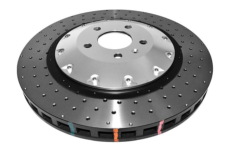 DBA 5000 series Crossed Drilled & Dimpled Silver Hat Brake Disc 385mm x 36mm Kangaroo Paw DBA52778SLVXD - Front