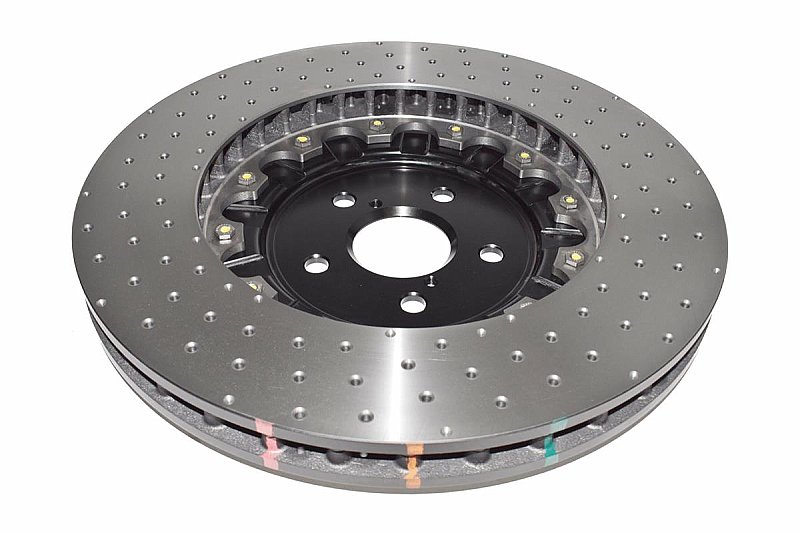 DBA 5000 series Crossed Drilled & Dimpled Black Hat Brake Disc 380mm x 34mm Kangaroo Paw DBA52788BLKXD - Front