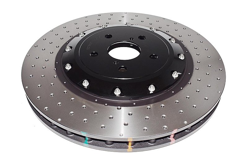 DBA 5000 series Crossed Drilled & Dimpled Black Hat Brake Disc 380mm x 34mm Kangaroo Paw DBA52788BLKXD - Front