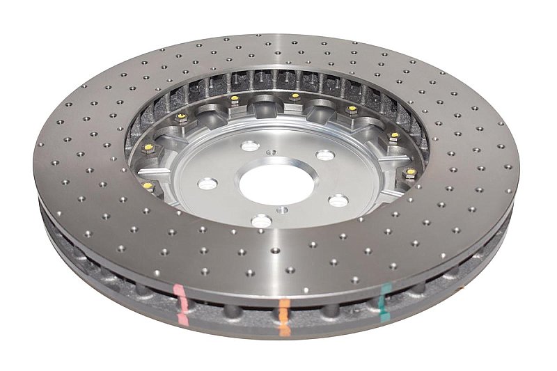 DBA 5000 series Crossed Drilled & Dimpled Silver Hat Brake Disc 380mm x 34mm Kangaroo Paw DBA52788SLVXD - Front