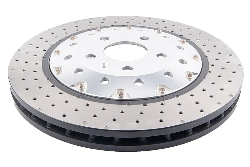 DBA 5000 series Crossed Drilled & Dimpled Silver Hat Brake Disc 356mm x 32mm Kangaroo Paw DBA52833SLVXD