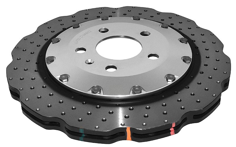 DBA 5000 series Crossed Drilled & Dimpled Silver Hat Brake Disc 330mm x 22mm Kangaroo Paw DBA52841WSLVXD - Rear