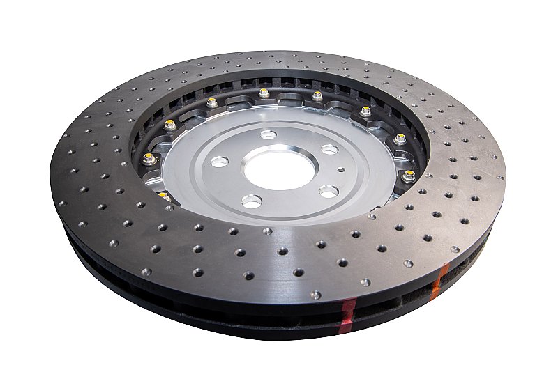 DBA 5000 series Crossed Drilled & Dimpled Silver Hat Brake Disc 370mm x 34mm Kangaroo Paw DBA52844SLVXD - Front