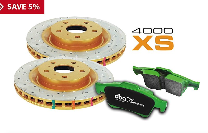 DBA Brake Kit - 4000 Series Slotted / Drilled & Street Performance Brake Pads (2x DBA4654XS-10 + DB1678SP) DBA4654XS-10-1678SP