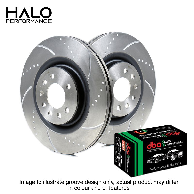 Hyundai I20N Front Dimpled & Grooved Discs with DBA Street Performance Pads