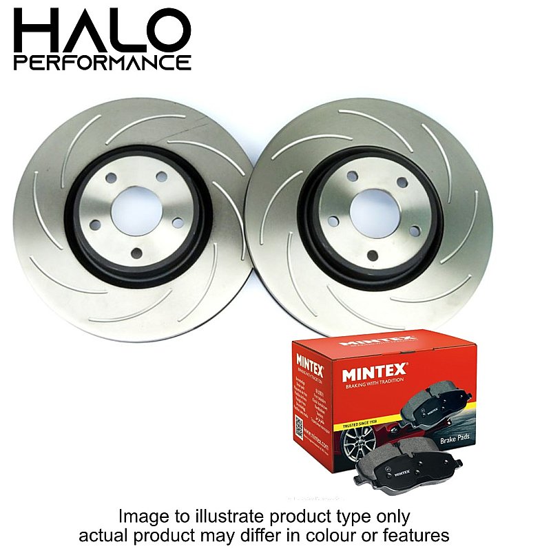 Front Grooved Brake Discs and Mintex Pads to fit Ford Focus MK3 ST