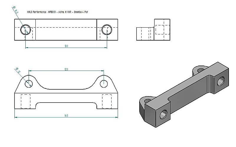 HPB001 - Astra H VXR Brake Caliper Adaptor Bracket
