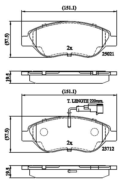 Front Brake Pads to fit Alfa Romeo MITO (955) 1.3 MultiJet (955AXP1A, 955AYC1A) and others