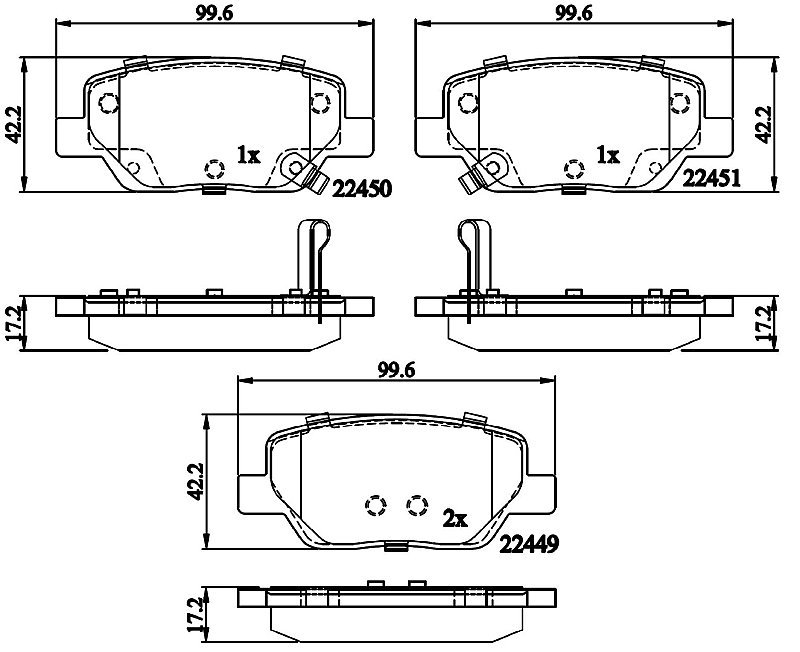 Rear Brake Pads to fit Fiat TIPO Estate (356, 357) 1.3 D (356WXH1A) and others