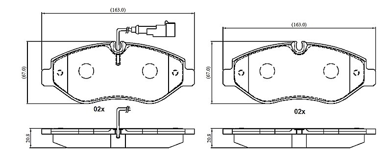 Front Brake Pads to fit Nissan CABSTAR (F24M, F24W) 28.11 DCI, 32.11 DCI, 35.11 DCI 2.5 (F24M) and others