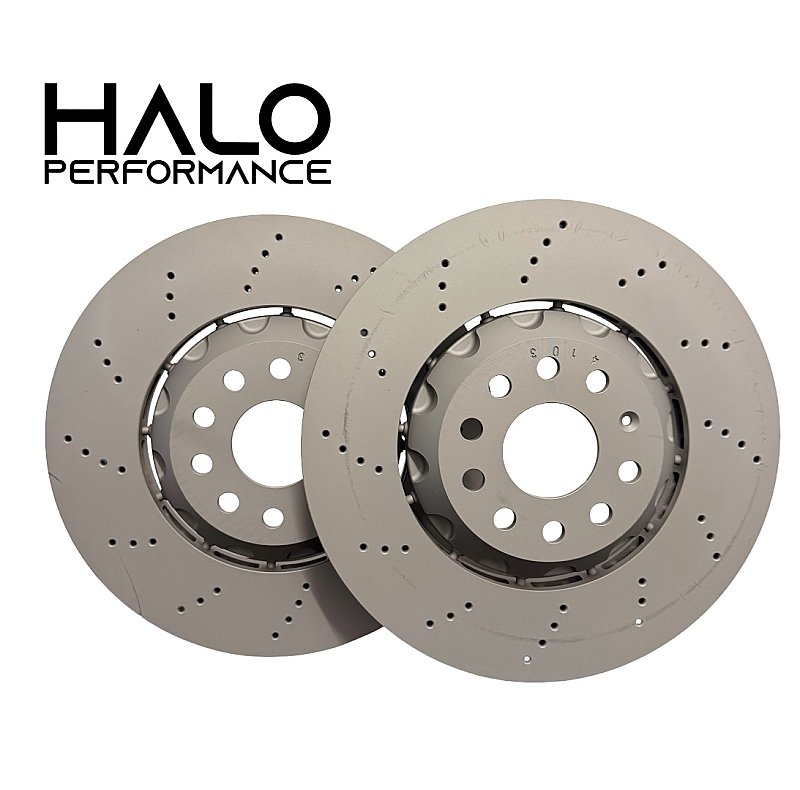 Front 2-Piece 340mm Drilled Brake Discs to fit Golf R S3 Cupra and More