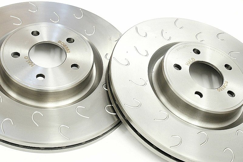 Focus RS MK2 Front Brake Discs Performance Grooved Halo J Hook