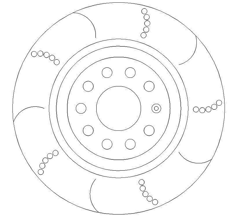 VW Golf R MK7 Rear Brake Discs with Brake Pads Dimpled and Grooved