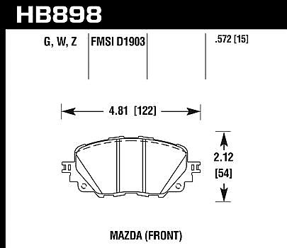 Front Hawk HPS 5.0 Pads to fit Mazda MX-5 2.0 MK4