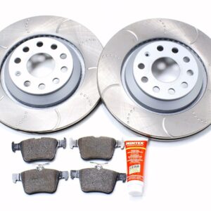VW Golf R MK7 Rear Brake Discs with Brake Pads Dimpled and Grooved
